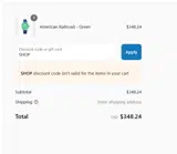 SHOP coupon verification screenshot