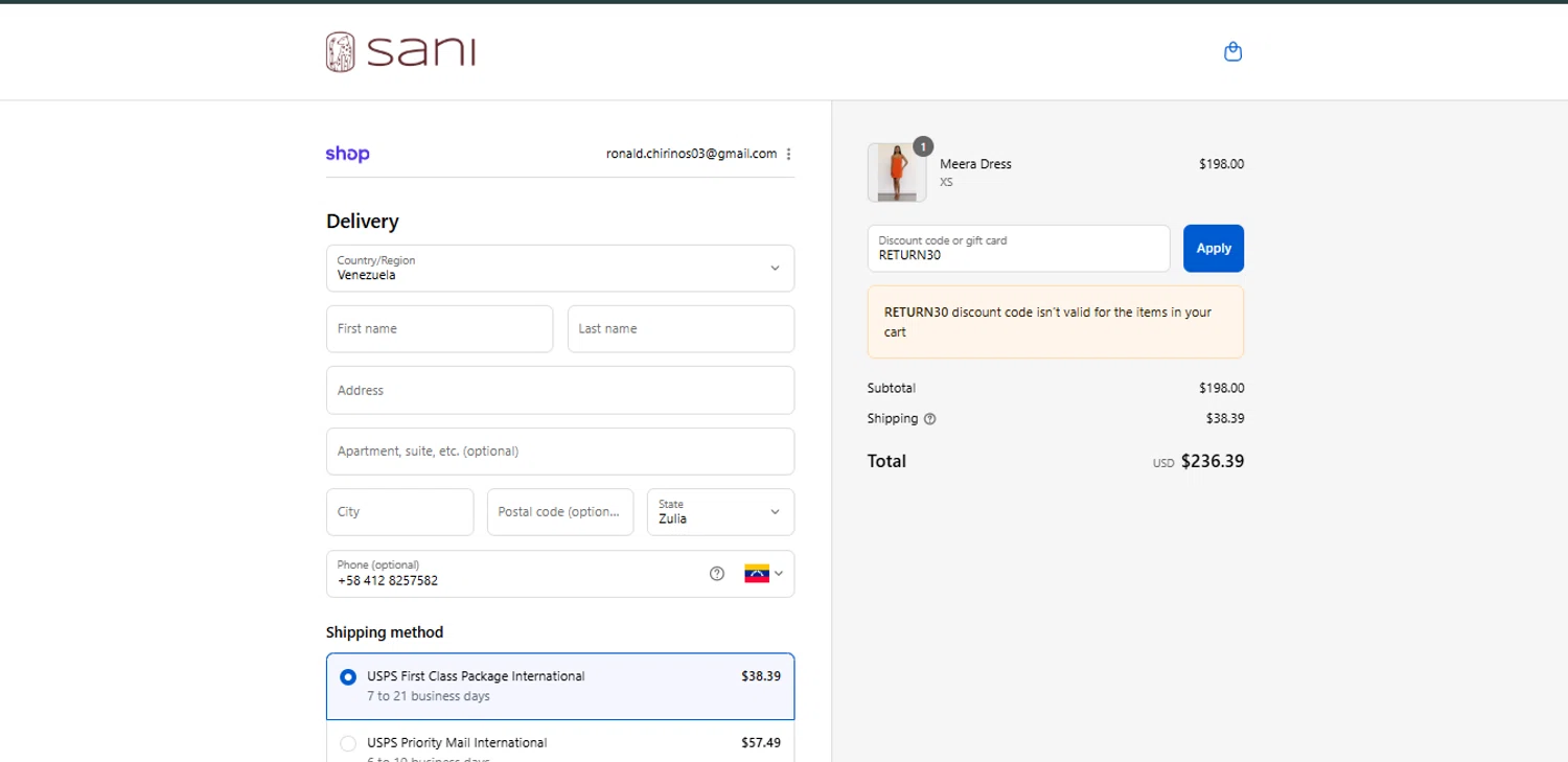 Sani checkout page showing Sani promo code box | Screenshot taken by SimplyCodes community member on Aug 30, 2025