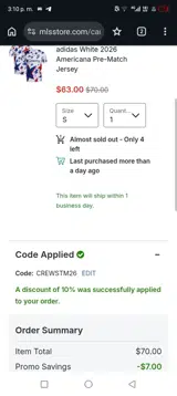 San Jose Earthquakes coupon verification screenshot