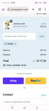 ADB58 coupon verification screenshot