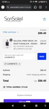SanSoleil coupon verification screenshot