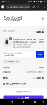 SanSoleil coupon verification screenshot
