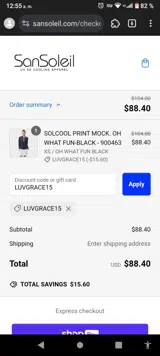 SanSoleil coupon verification screenshot