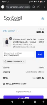 SanSoleil coupon verification screenshot