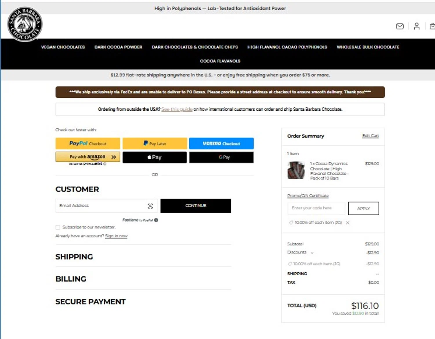 Santa Barbara Chocolate promo code screenshot showing code JG applied at Santa Barbara Chocolate checkout page. Uploaded by SimplyCodes community member mandrakke on Jun 1, 2026