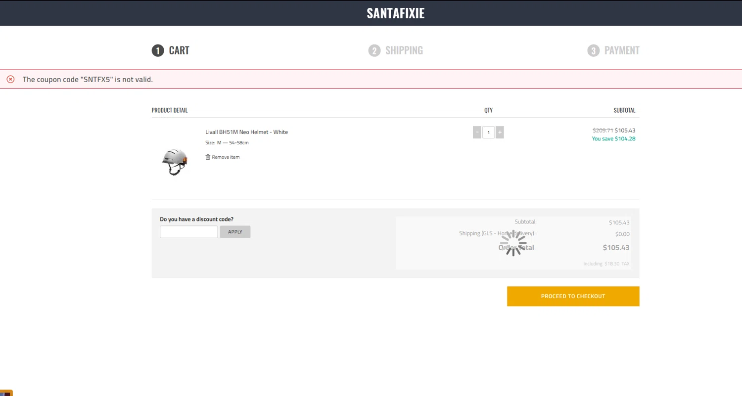 Santa Fixie discount code screenshot showing code SNTFX5 applied at Santa Fixie checkout page. Uploaded by SimplyCodes community member Handivlak on Jan 18, 2026