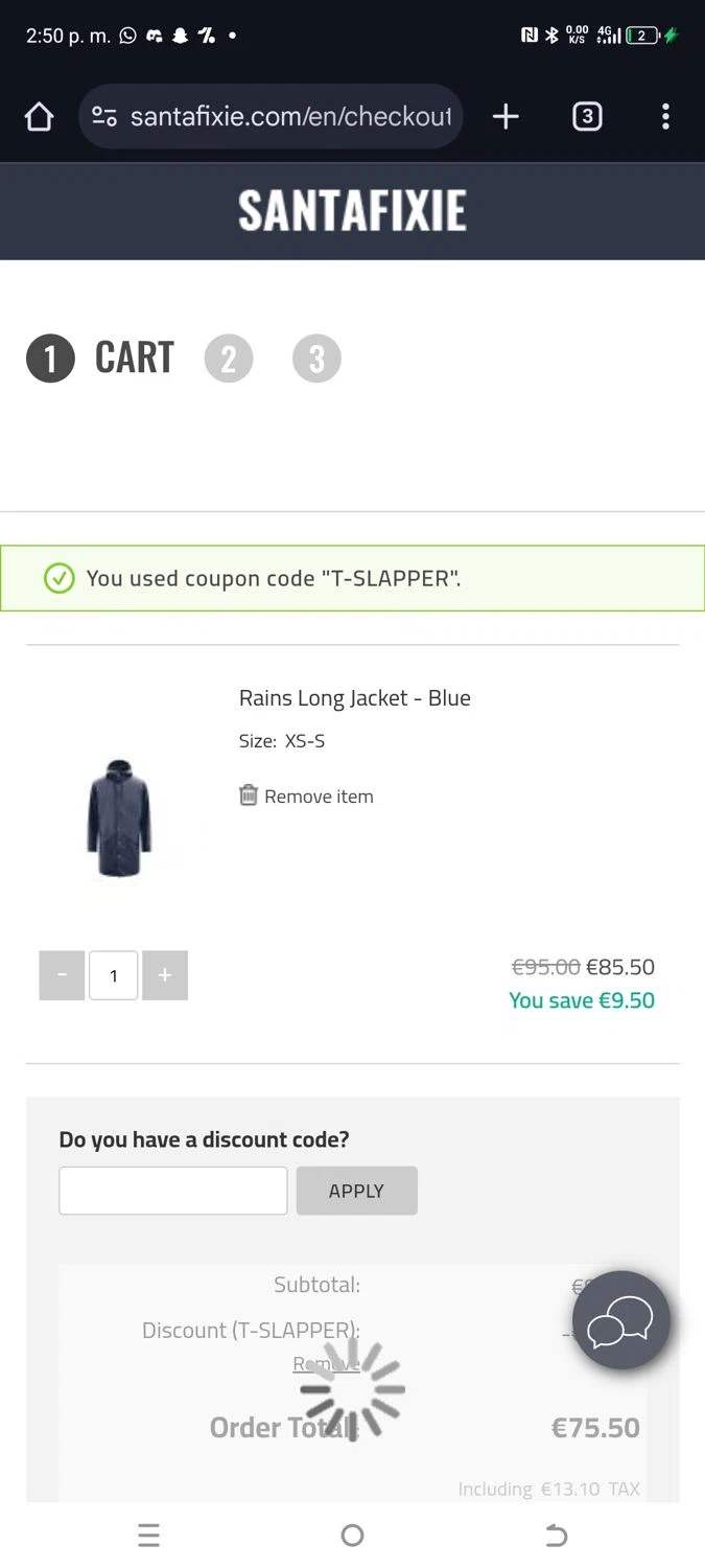 Santa Fixie checkout page showing Santa Fixie discount code box | Screenshot taken by SimplyCodes community member on Dec 23, 2024