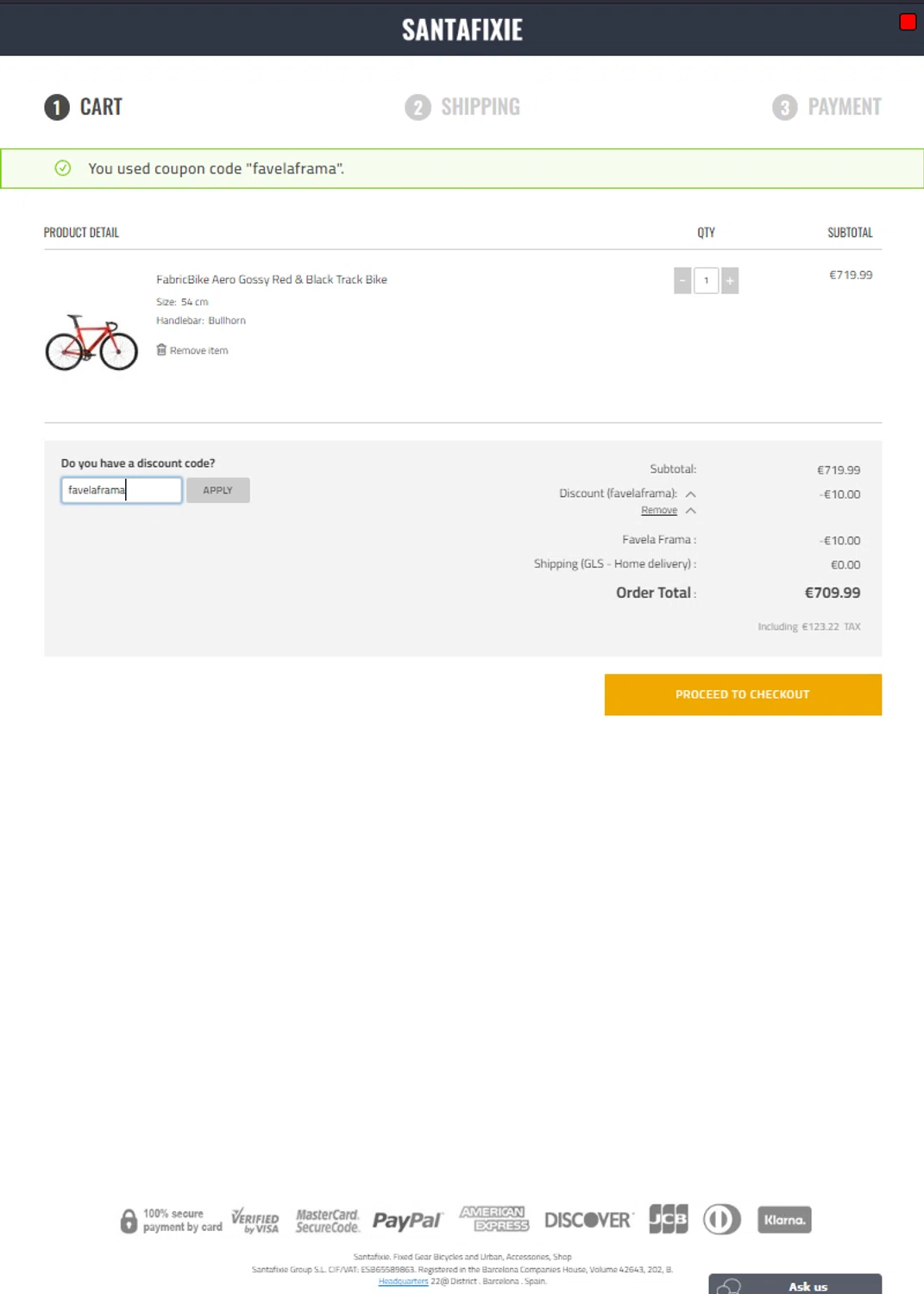 Santa Fixie checkout page showing Santa Fixie discount code box | Screenshot taken by SimplyCodes community member on Mar 17, 2025