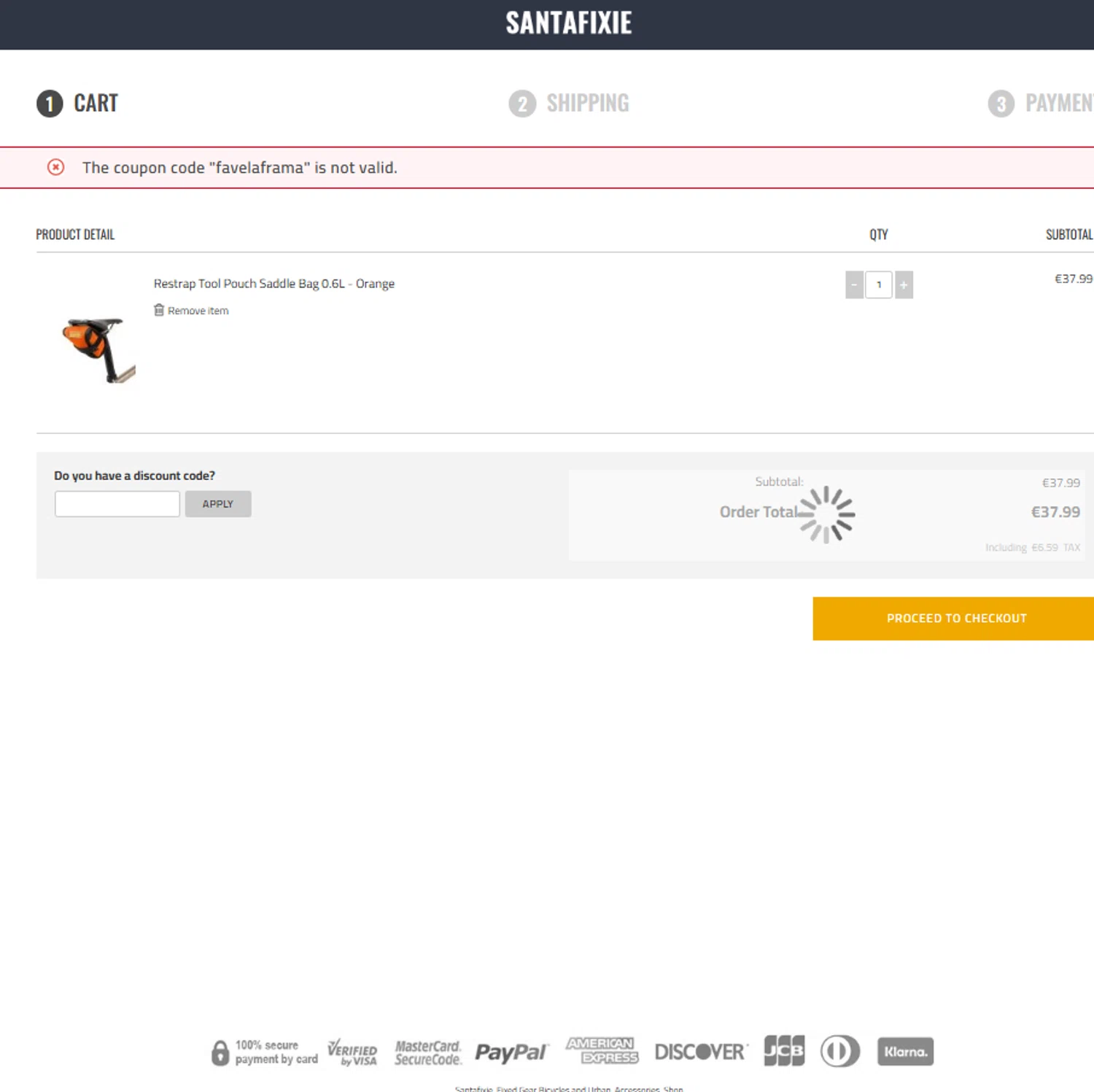 Santa Fixie discount code screenshot showing code favelaframa applied at Santa Fixie checkout page. Uploaded by SimplyCodes community member Tortugasninja on Apr 11, 2025