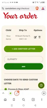 Santa Letter Factory coupon verification screenshot