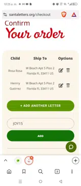 Santa Letter Factory coupon verification screenshot