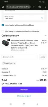 SANTA10 coupon verification screenshot
