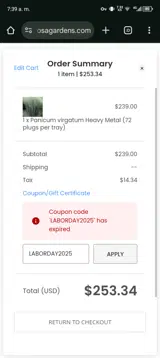 LABORDAY2025 coupon verification screenshot