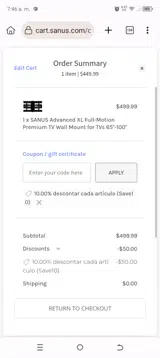 save10 coupon verification screenshot