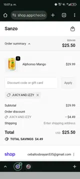 JUICY.AND.IZZY coupon verification screenshot