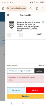 Sanzo Specialties coupon verification screenshot