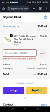 Sapiens Child coupon verification screenshot