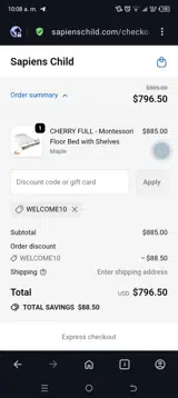 Sapiens Child coupon verification screenshot