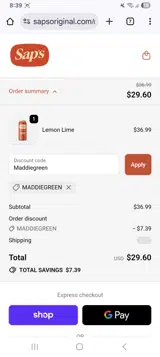 Maddiegreen coupon verification screenshot