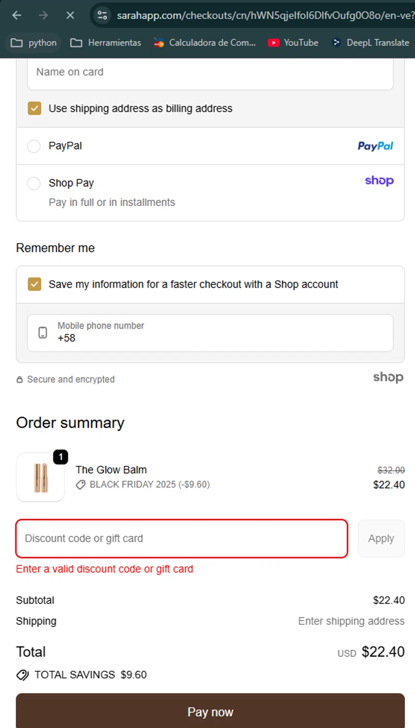 Sara Happ promo code screenshot showing code earlyaccess25 applied at Sara Happ checkout page. Uploaded by SimplyCodes community member Maocar on Nov 29, 2025