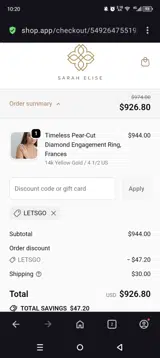 LETSGO coupon verification screenshot