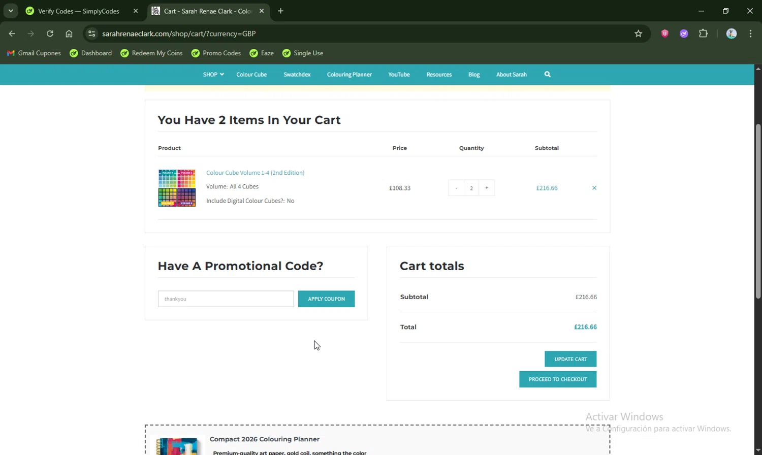 Sarah Renae Clark promo code screenshot showing code thankyou applied at Sarah Renae Clark checkout page. Uploaded by SimplyCodes community member LHaunter2 on Nov 21, 2025