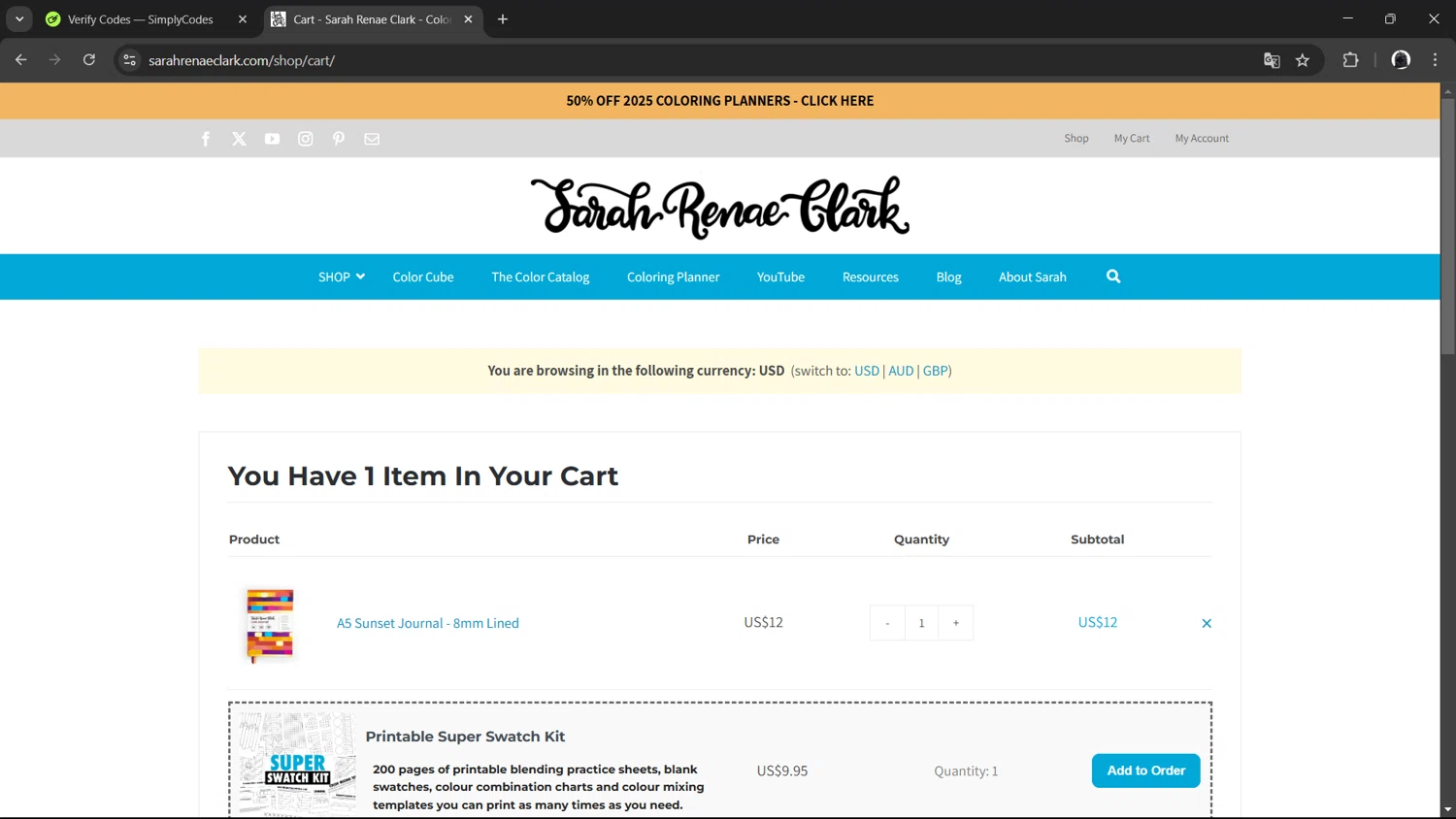 Sarah Renae Clark promo code screenshot showing code BF2024 applied at Sarah Renae Clark checkout page. Uploaded by SimplyCodes community member RedGuy on Feb 10, 2025