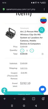 Thomas10 coupon verification screenshot