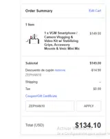 ZEPHAN10 coupon verification screenshot