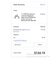 REYES10 coupon verification screenshot