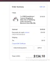 CREATIVESQUAD10 coupon verification screenshot