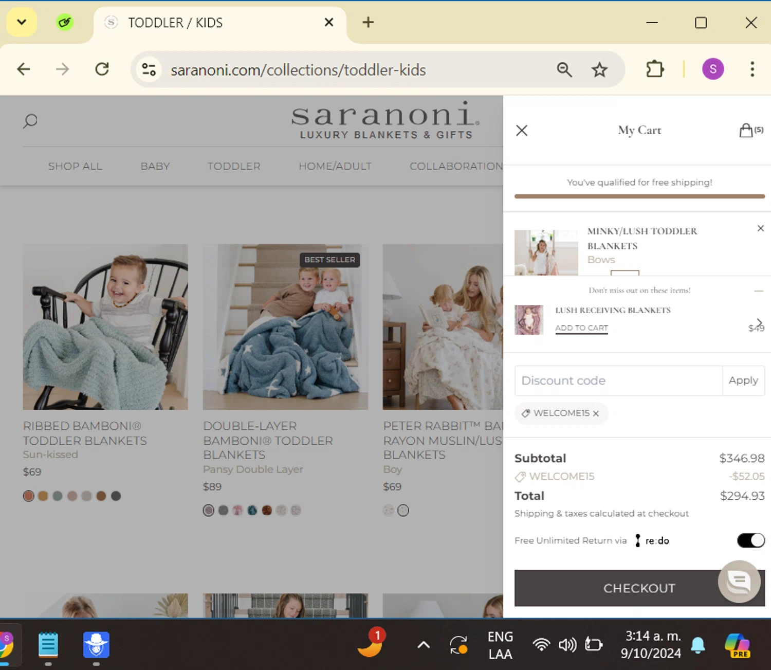 where to use Saranoni promo code box