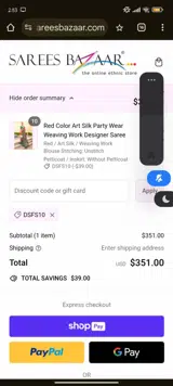 Sarees Bazaar coupon verification screenshot