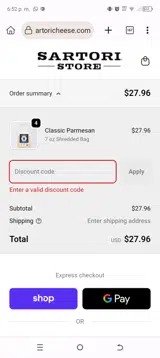 GIFT20 coupon verification screenshot
