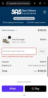WSDC87LNQC coupon verification screenshot