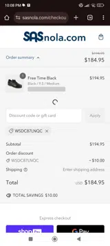 WSDC87LNQC coupon verification screenshot