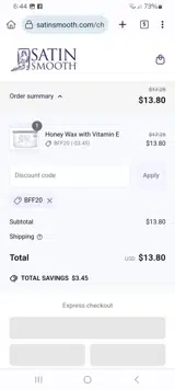 Satin Smooth coupon verification screenshot