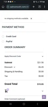 Satin Smooth coupon verification screenshot