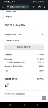 Satin Smooth coupon verification screenshot