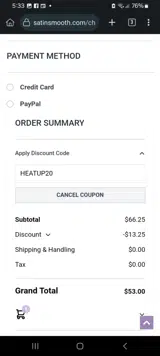 Satin Smooth coupon verification screenshot