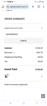 Satin Smooth coupon verification screenshot