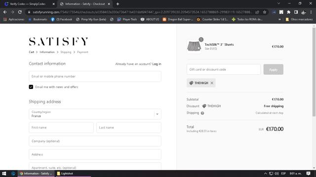 Satisfy checkout page showing Satisfy promo code box | Screenshot taken by SimplyCodes community member on May 17, 2022