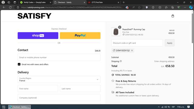 Satisfy checkout page showing Satisfy promo code box | Screenshot taken by SimplyCodes community member on Jun 22, 2024