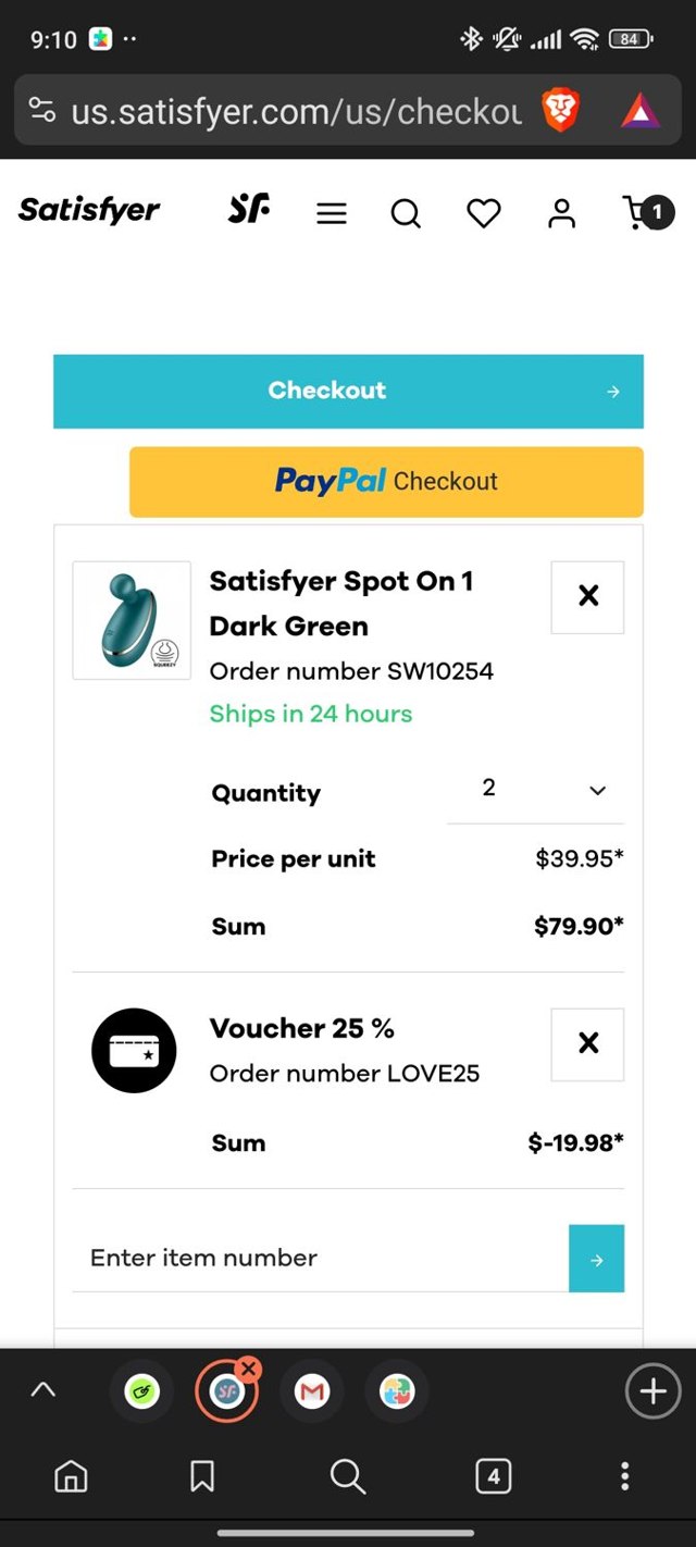 Satisfyer checkout page showing Satisfyer coupon code box | Screenshot taken by SimplyCodes community member on Dec 22, 2024