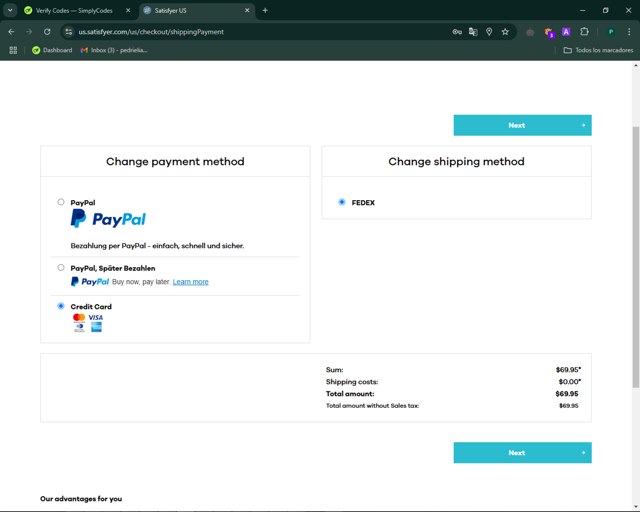 Satisfyer checkout page showing Satisfyer coupon code box | Screenshot taken by SimplyCodes community member on Nov 29, 2024