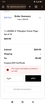Agile coupon verification screenshot