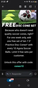 cones10 coupon verification screenshot