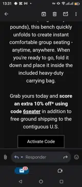 6seater coupon verification screenshot