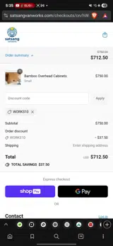 Satsang Vanworks coupon verification screenshot