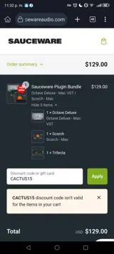 CACTUS15 coupon verification screenshot